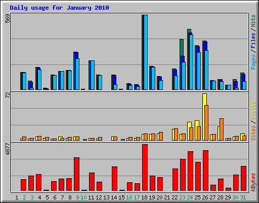 Daily usage for January 2010