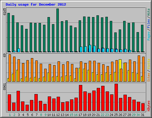 Daily usage for December 2012